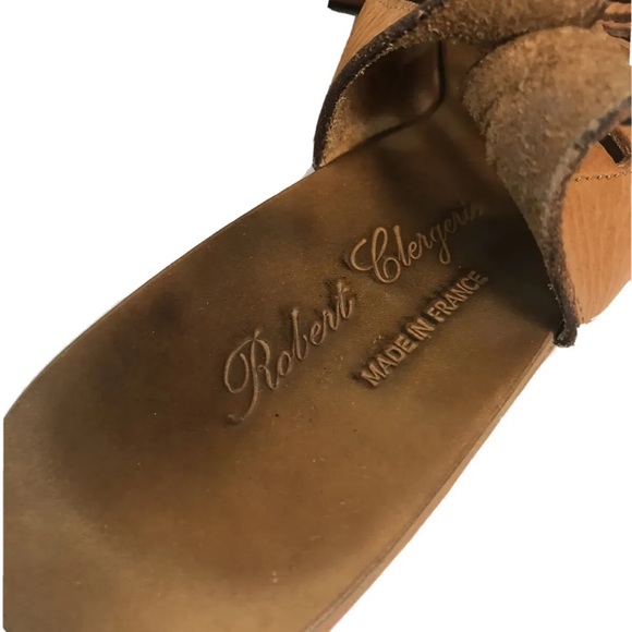 Women’s Robert Clergerie Cognac Leather Cutout Platform Sandals Size 8.5 - Picture 6 of 10